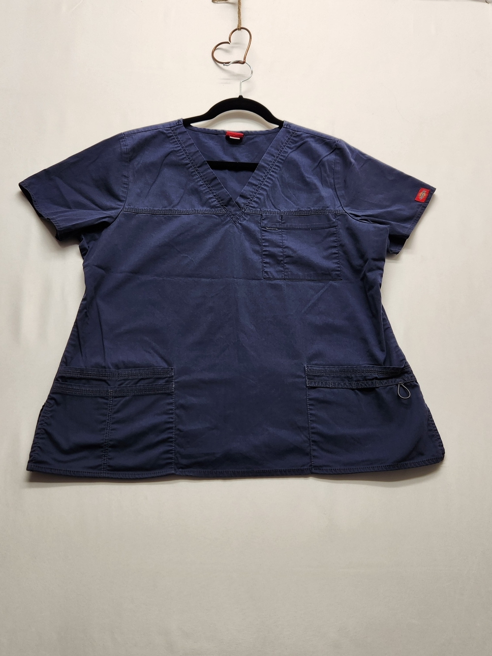 ⭐️Dickies Gen Flex Navy Blue V-Neck Utility Multi Pocket Nurse Medical Scrub Top